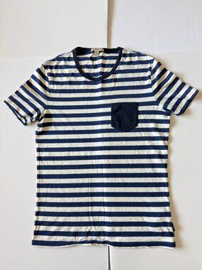 Burberry Brit Men’s Striped Pocket T-Shirt – Size S – Navy & White